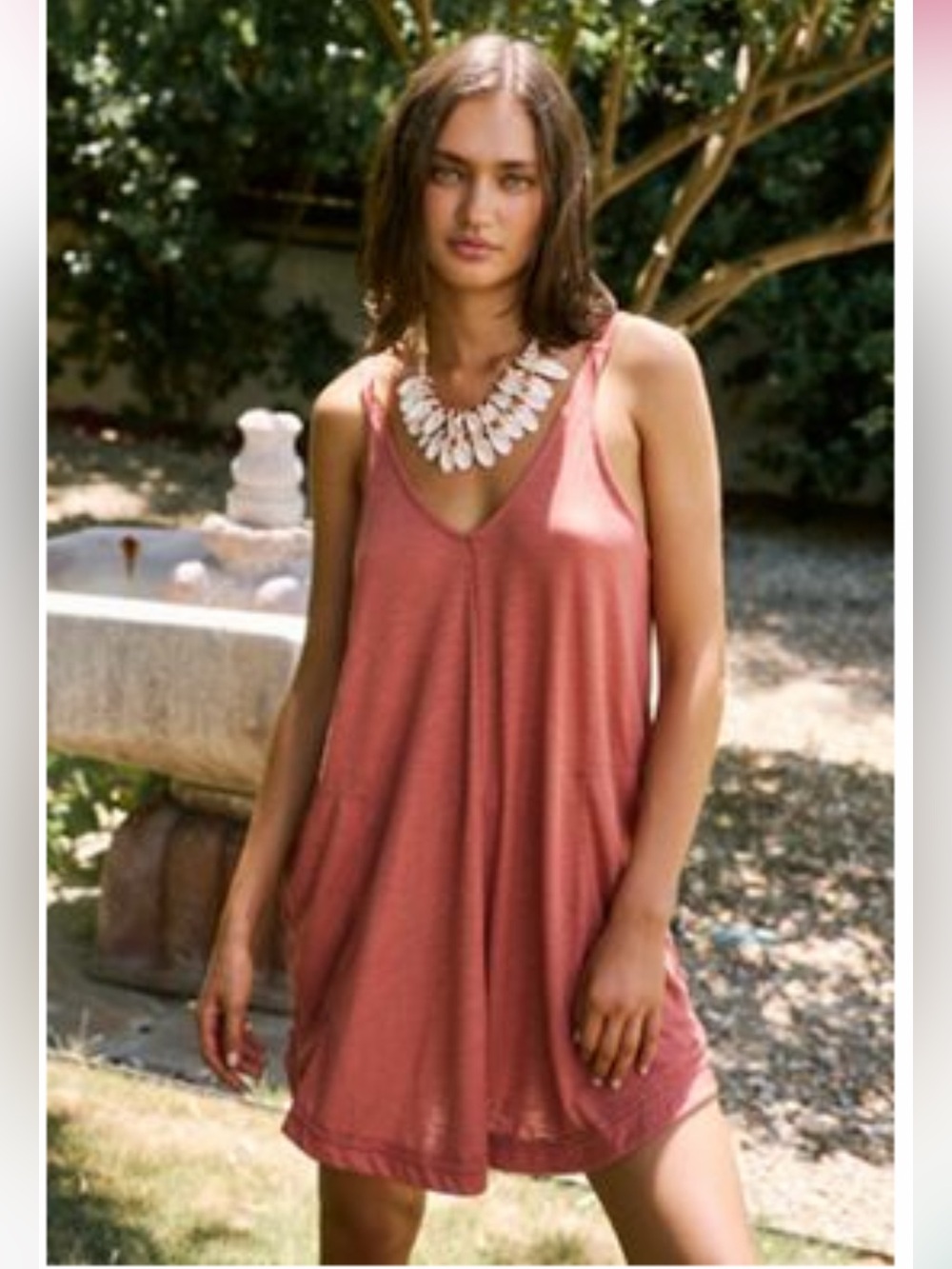 Free People FP Beach Clovers mini dress in sundown rust
